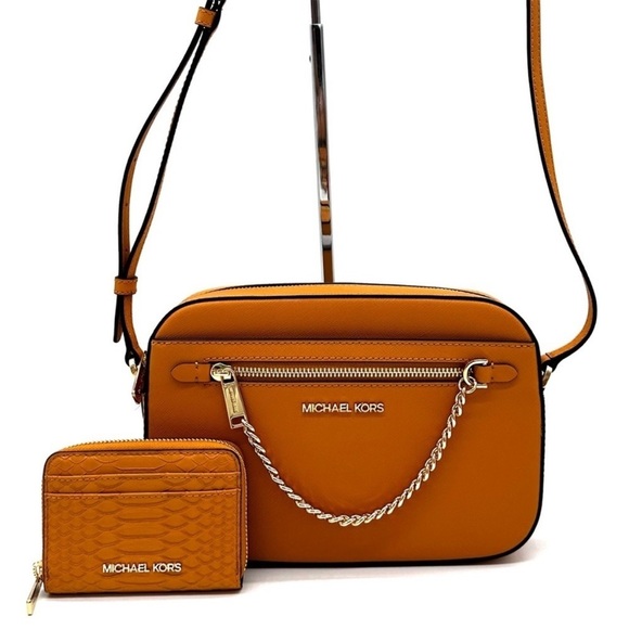 Michael Kors Large EW Crossbody Bag & Medium ZA Card Case Wallet Cider - Picture 1 of 13
